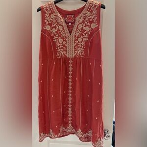 Johnny Was Kemi Embroidered Linen Tank Dress Sz Large